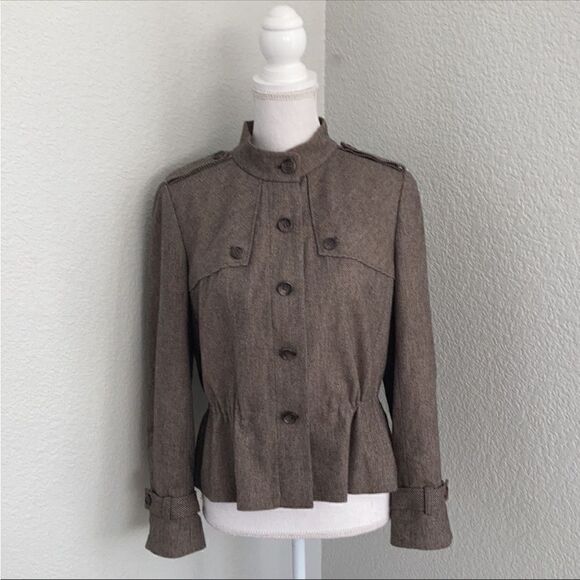 Classiques Entier Woman’s Wool Blend Brown Tweed Coat Size Medium - Picture 1 of 10